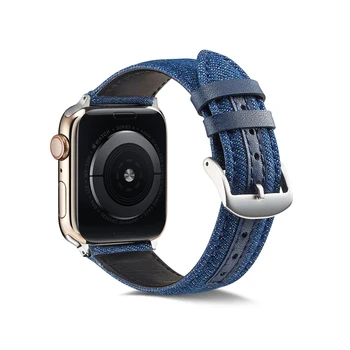 UEBN del Dril de algodón con Cuero Hebilla de Metal de la banda para el Apple Watch de la Serie 6 de la correa para el iWatch 6 5 4 44 mm 40 mm 38 mm 42 mm de correas de relojes
