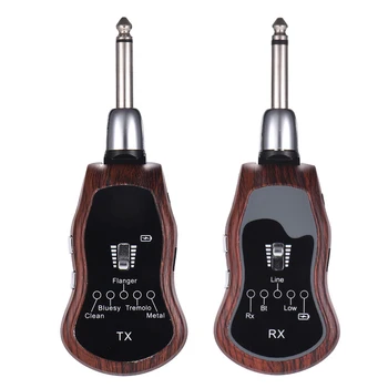 UHF Guitarra Sistema Inalámbrico Transmisor + Receptor de 10 Canales Built-in 5(Efectos de Flanger/Tremolo/Metal) para Guitarra Eléctrica, Bajo