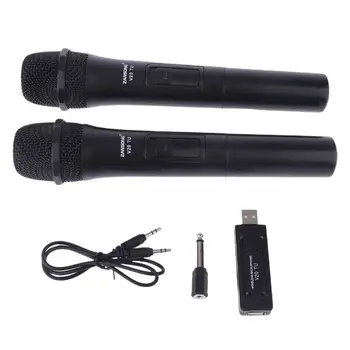 UHF USB 3.5 mm 6.35 mm Micrófono Inalámbrico Megáfono de Mano Mic con el Receptor para el Karaoke de Voz Altavoz