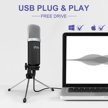 UHURU UM960 Micrófono USB de 192kHz/24bit Profesional Podcast Microfono de Condensador de Micrófono Con base de Trípode para el Equipo de Youtube