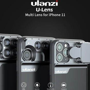 Ulanzi caja del Teléfono 3 en 1 Teléfono de la Lente para iPhone 11 CPL Filtro/10X/20X, Macro y Ojo de pez/2X Teleobjetivo para iPhone 11