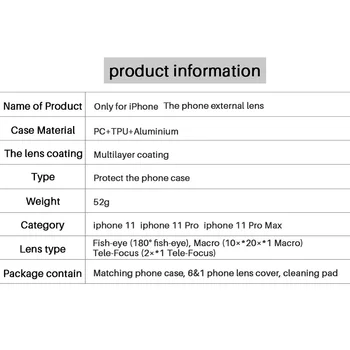 Ulanzi caja del Teléfono 3 en 1 Teléfono de la Lente para iPhone 11 CPL Filtro/10X/20X, Macro y Ojo de pez/2X Teleobjetivo para iPhone 11