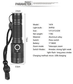 Ultra Potente XHP50.2 Táctico de la Antorcha USB Recargable de la linterna Magnética de la Lámpara más Brillante Linterna LED Por Batería 18650
