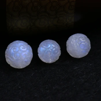 Una pieza suelta perlas talladas redondo blanco 6/8/10/12/14/16mm piedra de la luna de la naturaleza para la fabricación de la joyería del collar de la FPPJ mayorista