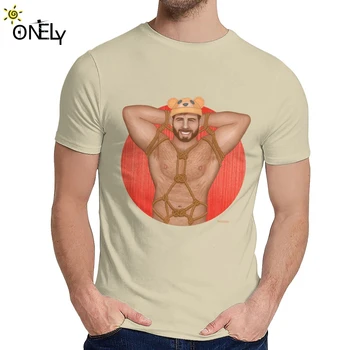 Unisex Camiseta Kinky Oso Gay del Oso de Arte Orgullo LGBT Suave Impresión de Gráficos Hombre del O-cuello Retro T-shirt