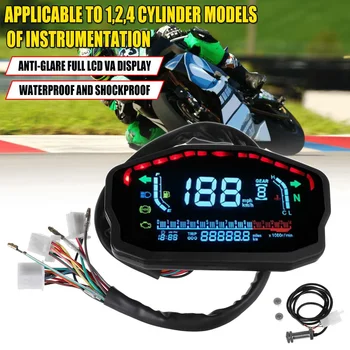 Universal de la Motocicleta LED LCD Velocímetro Digital con luz de fondo Impermeable Odómetro, Tacómetro Para 1,2,4 Cilindros del Motor Electrónica