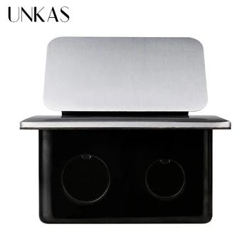 UNKAS de Aluminio Panel Negro 16A Pop en el Piso Zócalo Rusia España UE la Tabla Dual de la Alimentación por USB de Salida