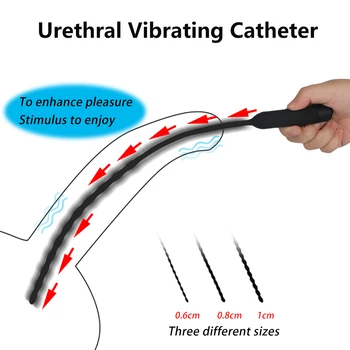 Uretral Vibrador Catéter Pene Enchufe de Juguetes Sexuales para los Hombres de Vibración de la Uretra Plug Masturbador Pene de Inserción de la Uretra Sonido Dilatador