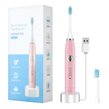 USB de Smart Eléctrico de Sonic Vibración Cepillo de dientes 5 Modos Impermeable Cepillo de Dientes para Blanquear los Dientes Oral Cuidado de la Familia, el Cuidado Dental