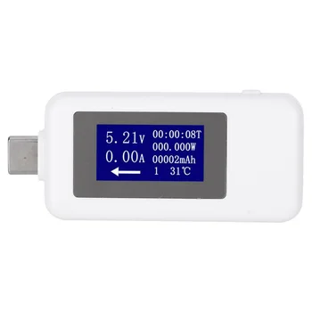 USB Probador de Voltaje Medidor de Corriente del Cargador Capacidad Probador de Tipo C, USB Probador de Detector Multímetro Digital de Voltaje Medidor de Corriente 3436