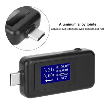 USB Probador de Voltaje Medidor de Corriente del Cargador Capacidad Probador de Tipo C, USB Probador de Detector Multímetro Digital de Voltaje Medidor de Corriente