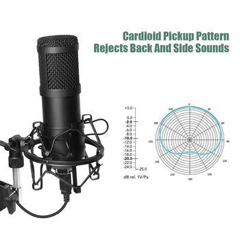 Usb Streaming Podcast Micrófono de la Pc en un Estudio Profesional de Condensador Cardioide Micrófono Kit con Tarjeta de Sonido Boom de Choque del Brazo de Montaje del Filtro,