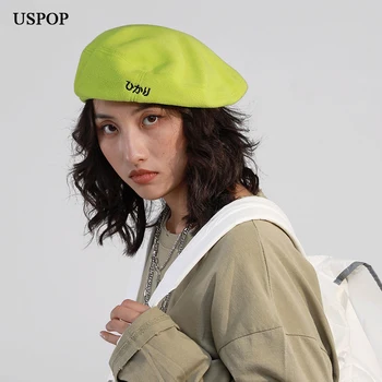 USPOP Nueva boinas las mujeres de la vendimia de forro polar boinas hembra caliente sombrero de invierno de color sólido pintor del sombrero de