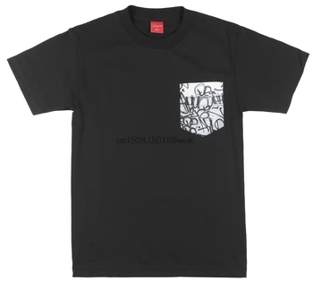 V Sual Pizarra Regular Fit T Shirt Visual Bolsillo De La Camiseta De La Parte Superior Skatewear Hombre De Negro