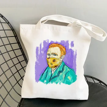 Van Gogh bolsa de compras, bolso de ultramarinos reutilizable bolso shopper bolsa de yute bolsa de yute cabas sac de tejido de cadena de sac tissu