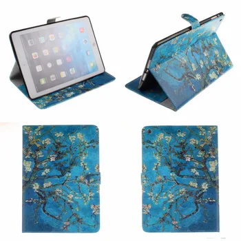 Van gogh Flip de Cuero de la PU Caso de la Cubierta para Apple iPad air 2, mini iPad 4 iPad 2 3 4 5 6 Caso de la Tableta Smart Cover Con el Titular de la Tarjeta #Un