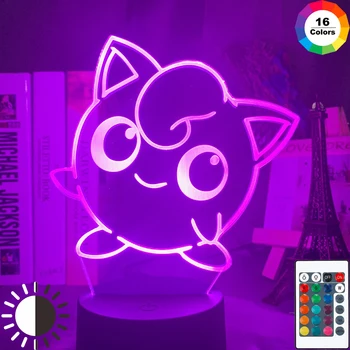 Vaya Lindo Jigglypuff Figura 3d Led Luz de Noche para Niñas de Dormitorio de la Decoración Led que cambia de Color de Luz Fresca del Regalo de Cumpleaños Lámpara de Escritorio