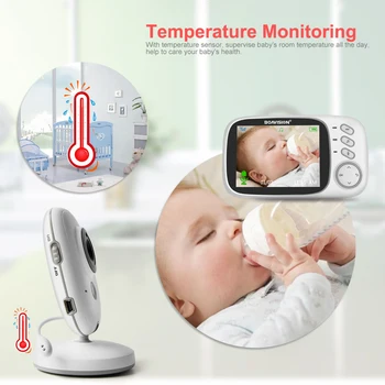 VB603 Monitor Inalámbrico del Bebé con 3.2 pulgadas LCD de Visión Nocturna de Seguridad de la Temperatura de la Cámara de Vídeo de Color de Vigilancia de la Cámara de Seguridad