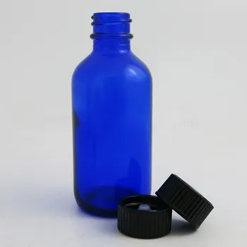 Venta caliente 24 x 2 oz 60 ml Recargable Azul Cobalto Claro Ámbar Boston Ronda de las Botellas de Vidrio Negro Polyseal (Cono)Forrado de Cierres