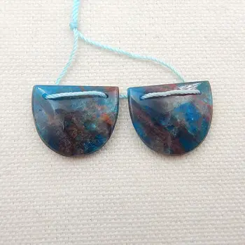 Venta de Piedra Natural Azul cristales de Apatita de piedras preciosas Doble Orificio de Arete de Perla 21x18x5mm 7g