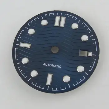 Ver la Parte Azul/Negro Dial Reloj para NH35 NH35A Movimiento de Visualización de la Fecha Patrón de Onda Nologo