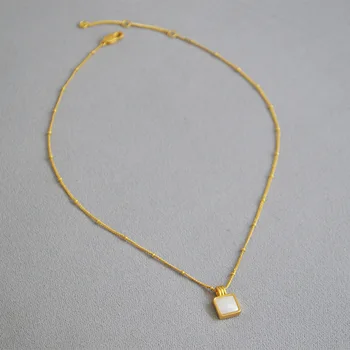 Verde Natural piedra cuadrada shell collar para las mujeres savi de oro de color de latón, delicada, elegante collar de la moda de 2020