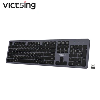 VicTsing PC289 Teclado Inalámbrico Ultra delgado Recargable Teclado de Diseño Ergonómico con 12 Atajos de Multimedia para PC Portátil