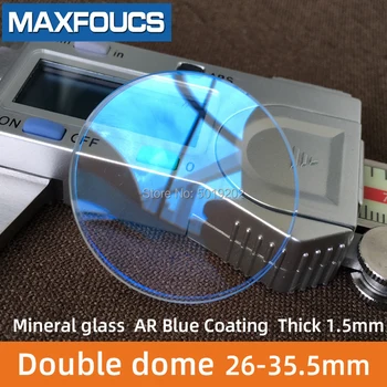 Vidrio de reloj de cristal mineral AR la Capa Azul cúpula Doble espesor de 1,5 mm de diámetro 26 mm 35,5 mm