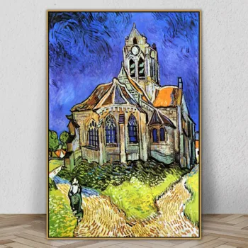 Vincent Willem Viejo Maestro Famoso Artista de La Iglesia en Auvers-sur-Pintura en tela, la Impresión del Cartel para la Decoración de la Habitación de Arte de la Pared