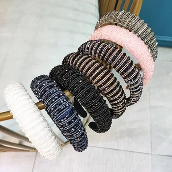 Vintage con cuentas de cristal esponja accesorios para el cabello bandas para la cabeza para las mujeres de alta calidad de diadema de estilo barroco de la diadema de moda tocados