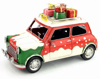 Vintage de hierro modelo de coche de la navidad decoraciones para el hogar adornos vintage de la pintura del coche artesanías COCHE de salón retro en decoración