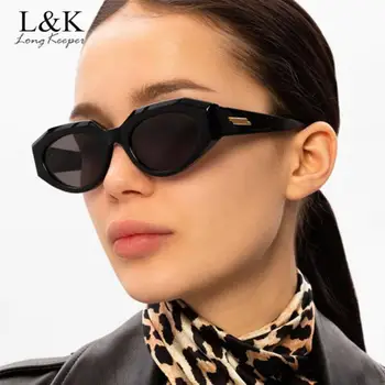 Vintage Irregular de Ojo de Gato Gafas de sol de las Mujeres de Moda de Lujo de la Marca Ovalada Gafas de Sol Vintage Leopard Negro Gafas UV400 Tonos