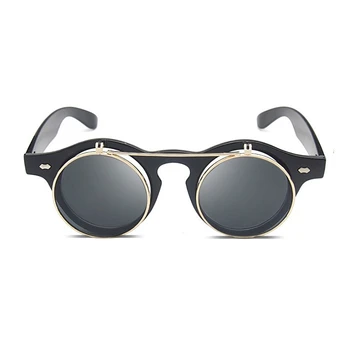 Vintage Steampunk Gafas de Clip en las Gafas de sol Retro Flip Up Anteojos Gótico Gafas UV400 Punk Gafas de Oculos