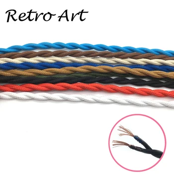 Vintage textil cable de la lámpara de edison estilo de cable trenzado decorativo de tela de alambre eléctrico