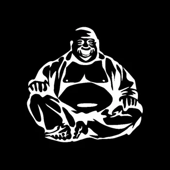Volkrays de dibujos animados etiqueta Engomada del Coche de la Risa Buda el Budismo Accesorios reflectantes Calcomanía de Vinilo Negro/Plata,15 cm*16 cm