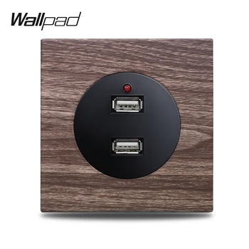 Wallpad L6 Doble 2 USB de Alimentación Puertos de Carga Enchufe de la Pared 2.4 Una Toma de corriente de Aluminio de la Placa de Madera