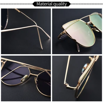 W&E de la Moda Nueva de Ojo de Gato Gafas de sol de las Mujeres de Espejo Reflectante de Lujo de la Marca del Diseñador de aleación de Metal Marco de la Lente UV400 Gafas de sol Retro