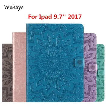 Wekays Para Apple IPad de 9,7 pulgadas de 2017 Sol de la Flor de Cuero Inteligente Fundas Caso De Coque IPad De 9,7