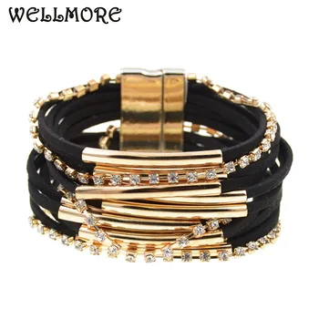 WELLMORE de metal de oro de tubería de cobre de pulseras para las mujeres de bohemia pulseras wrap pulseras de moda de la joyería al por mayor dropshipping