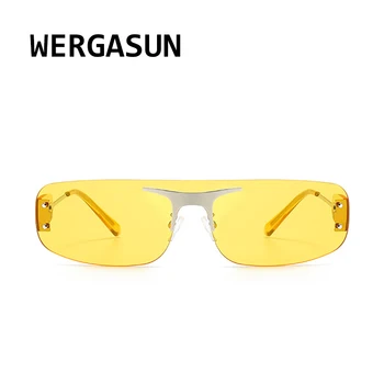WERGASUN Nueva Montura de Gafas de sol de las Mujeres De 2020 Gradiente Rectángulo de Gafas de sol de los Hombres Gafas de sol de Moda de la Marca del Diseñador de Gafas de gran tamaño 72582
