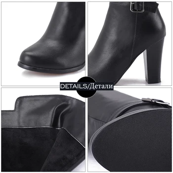 WETKISS zapatos de Tacón Alto de las Mujeres Botas de Otoño de Arranque Dedo del pie Redondo Cremallera Corta de Felpa de Calzado de Moda de la altura de la Rodilla Femenina Zapatos de Gran Tamaño 34-43