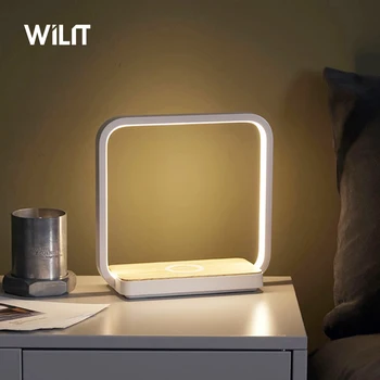 Wilit Elegante Diseño A13S Mesilla de noche de Toque de Atenuación de la Lámpara de Mesa Con Cargador Inalámbrico