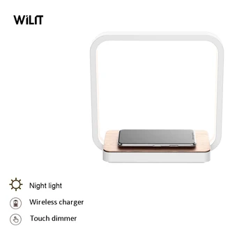 Wilit Elegante Diseño A13S Mesilla de noche de Toque de Atenuación de la Lámpara de Mesa Con Cargador Inalámbrico