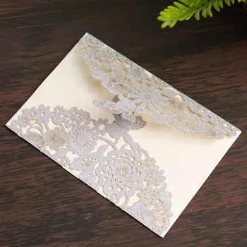 Wishmade Brillo de las Invitaciones de la Boda de Plata de Corte Láser de Tarjetas con la Mariposa de Encaje de Flores Diseños para Cumpleaños, Baby Shower 100pcs