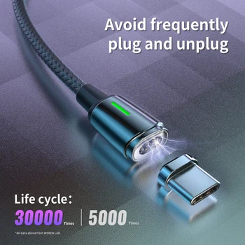 WSKEN Carga Magnética Tipo C Cable para XR Xs Max 11 Pro Cargador Rápido Para Samsung S10 S20 Cable USB LED Micro USB Cable Mini 3