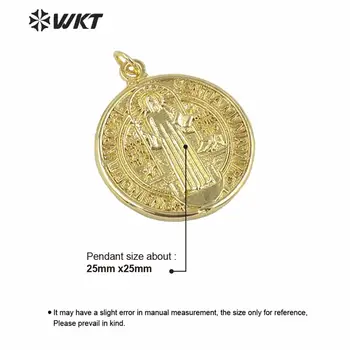 WT-MP160 Mayorista de oro galvanizado de Jehová colgante de moda de la ronda religiosa Cristiana colgante de 25 mm ronda de la moneda de metal colgante