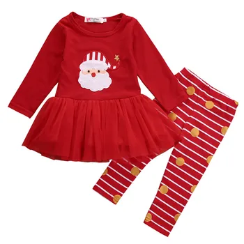 Xams Lindo Bebé Niña Santa Trajes de Niño Niños Bebés Niñas de Navidad Conjunto de Tutu T-shirt Top+Pantalones Conjuntos de Ropa