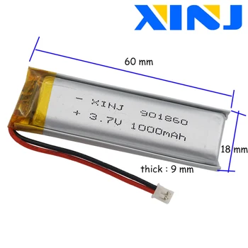 XINJ 10pcs 3.7 V 1000mAh Li Batería de Polímero de 2p 1.0/1.25/1.5/2.0/2.54 mm Para la Cámara del Coche de la navegación GPS del teléfono bluetooth 901860