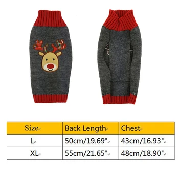 Xmas Mascota De Ropa De Perro Reno Diseño Suéter De Navidad Cálido Abrigo Cachorro De Prendas De Punto Jersey De Elk Trajes Para Medianas Y Grandes Perros