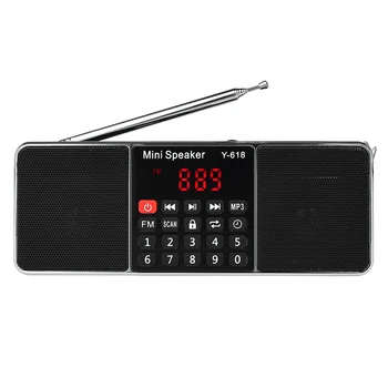 Y-618 Mini Radio Fm Digital Portátil de Doble 3W Altavoz Estéreo de Mp3 Reproductor de Audio de Alta Fidelidad de Sonido de Calidad W/ 2 Pulgadas de Pantalla Scr